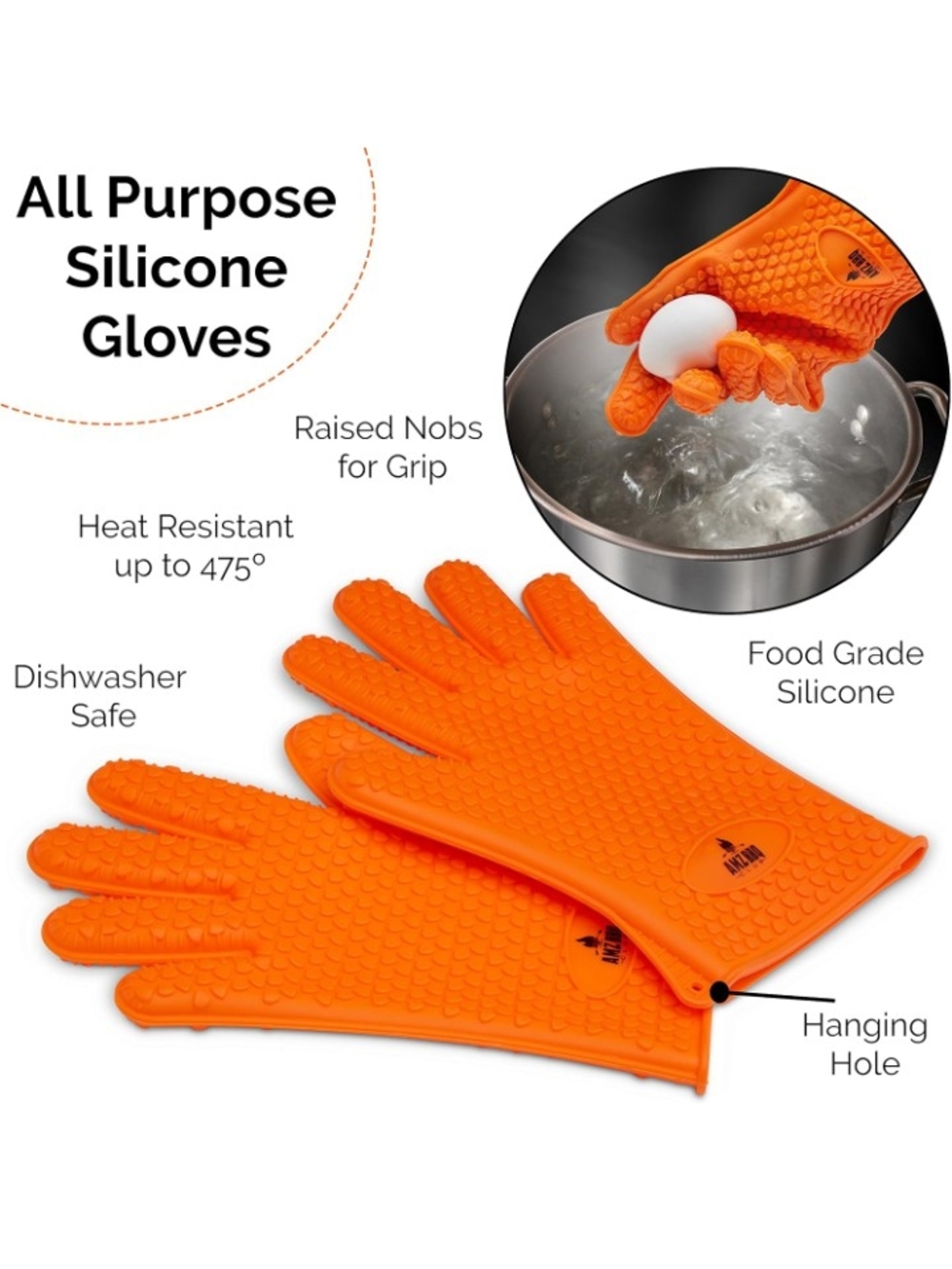 Heat Resistant Red Silicone Oven Gloves - Pair